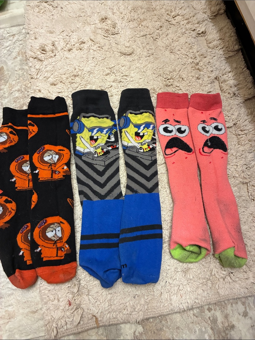 Justice Novelty Crew Socks Trio - Black, Blue & Coral